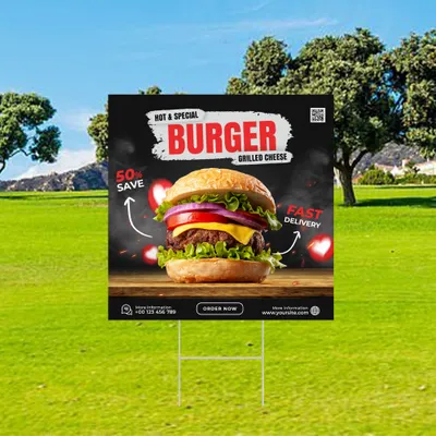Custom Burger Store Yard Sign