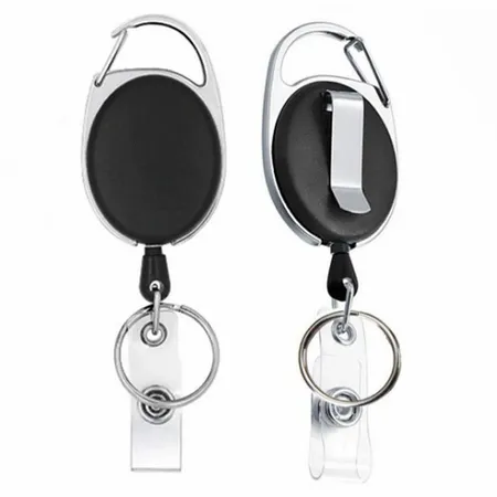 Solid Black and Steel Reel Keychain Solid Black and Steel Reel Keychain - Imprint Now - AUS