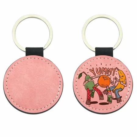 Full-Colour Circle Leather Keychain Full-Colour Circle Leather Keychain - Imprint Now - AUS