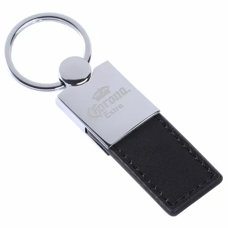 Polished Metal & Leather Keychain Polished Metal & Leather Keychain - Imprint Now - AUS