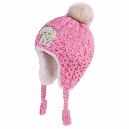 Cutesy Pom Acrylic Kid Beanies with Earflaps - Imprint Now - AUS
