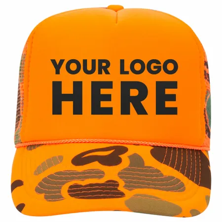 Otto 49-131 5-Panel High Crown Foam Trucker Hat - Neon Camo - Imprint Now - AUS