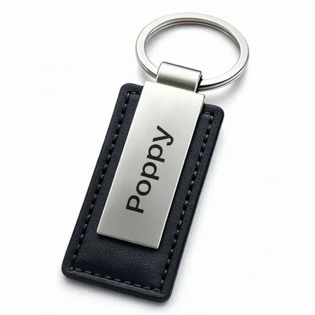 Rectangle Leather & Metal Keychain - Imprint Now - AUS