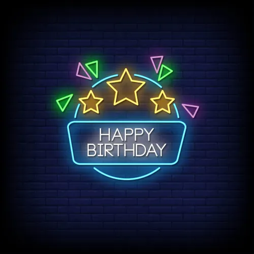 Star & Angles Happy Birthday Neon Sign - Imprint Now - AUS