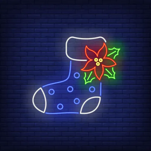 Boot Sock with Ponsettia Flower Neon Sign - Imprint Now - AUS