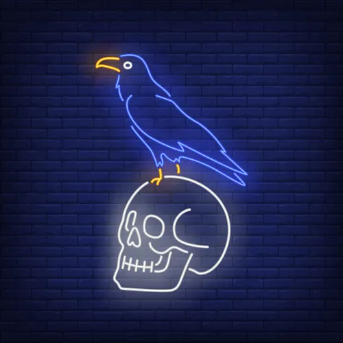 Crow Sitting Human Skull Neon Sign - Imprint Now - AUS