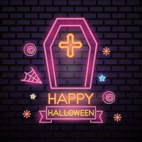 Pink Halloween Coffin Cross Neon Sign - Imprint Now - AUS