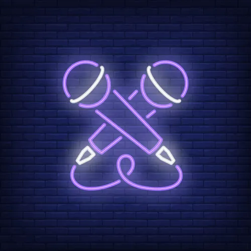 Crossed Microphone Neon Sign - Imprint Now - AUS