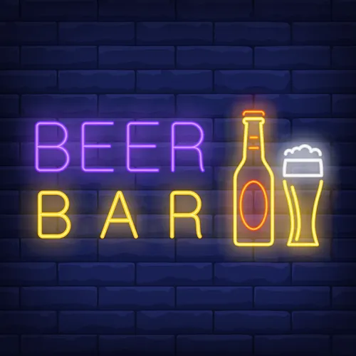 Beer & Bar with Bottle & Glass Neon - Imprint Now - AUS