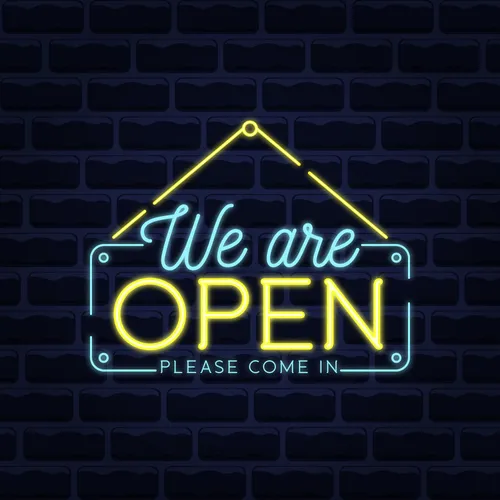 We Are Open Blue and Yellow Neon Sign - Imprint Now - AUS