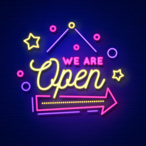 We Are Open Hanging Neon Sign - Imprint Now - AUS