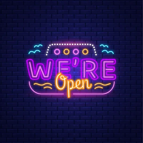 We're Open with Wave Lines Neon Sign - Imprint Now - AUS