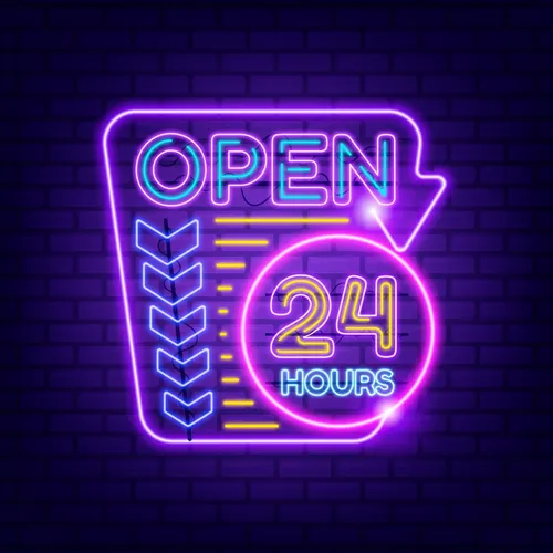 Retro Open 24 Hours Neon Sign - Imprint Now - AUS