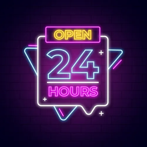 Open 24 Hours with Abstract Shapes Neon Sign - Imprint Now - AUS