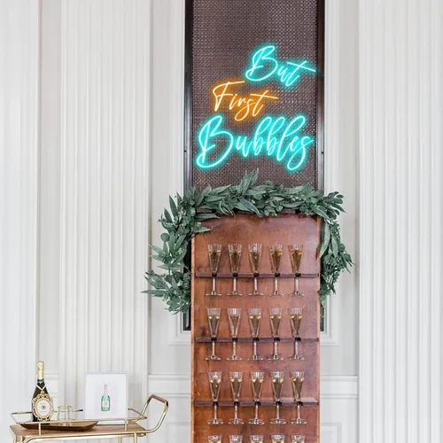 But First Bubbles Wedding Party Neon Sign - Imprint Now - AUS