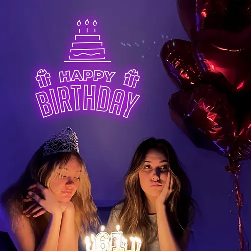 Happy Birthday with Cake Artwork Neon Sign - Imprint Now - AUS