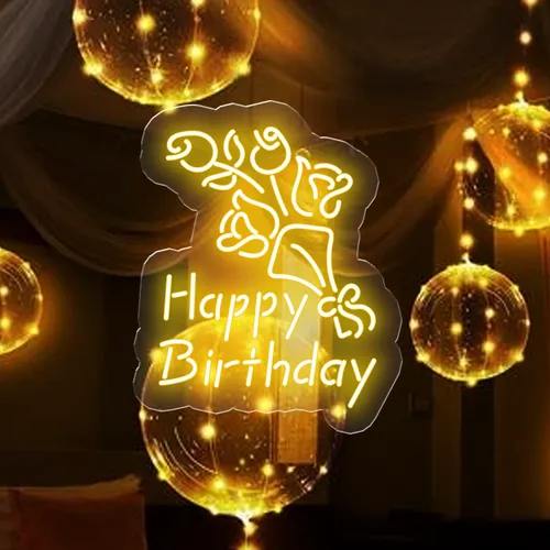 Happy Birthday Floral Neon Sign - Imprint Now - AUS