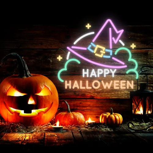 Happy Halloween Hat Neon Sign - Imprint Now - AUS