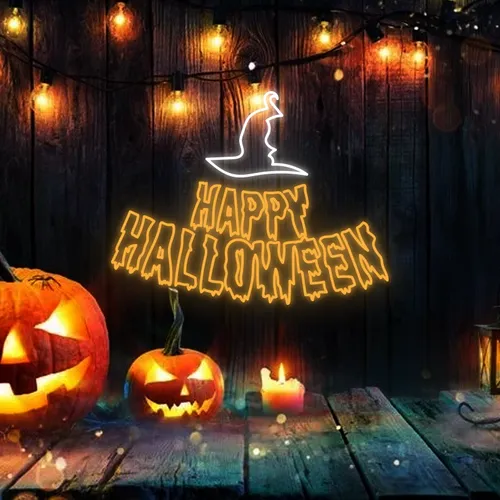 Happy Halloween Witch Hat Neon Signs - Imprint Now - AUS