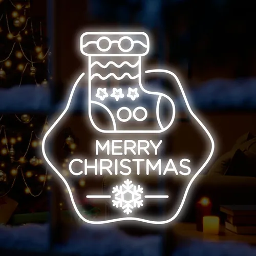 Merry Christmas Handmade Sock Neon Sign - Imprint Now - AUS