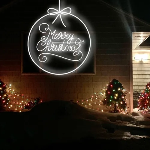 Merry  Christmas Circle Typography Neon Sign - Imprint Now - AUS