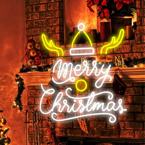 Merry Christmas Deer Horn with Hat Neon Sign - Imprint Now - AUS