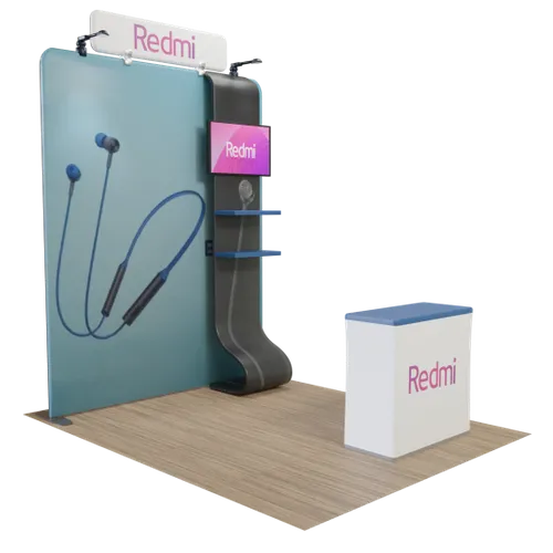 Custom Media Display with TV Stand Tension Fabric 2.4 m x 2.4 m - Imprint Now - AUS