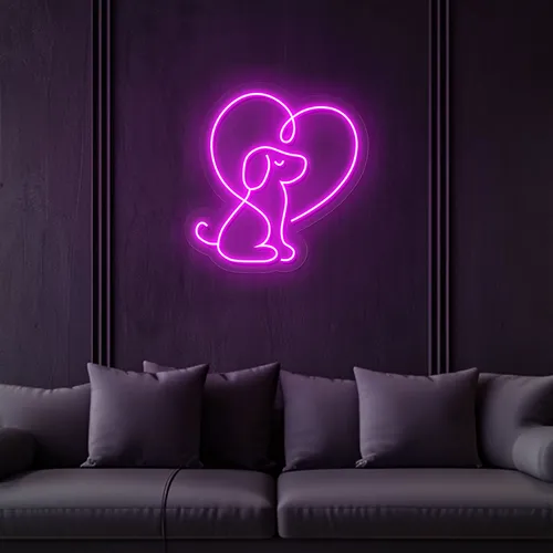 Scribble Dog Heart Neon Sign - Imprint Now - AUS
