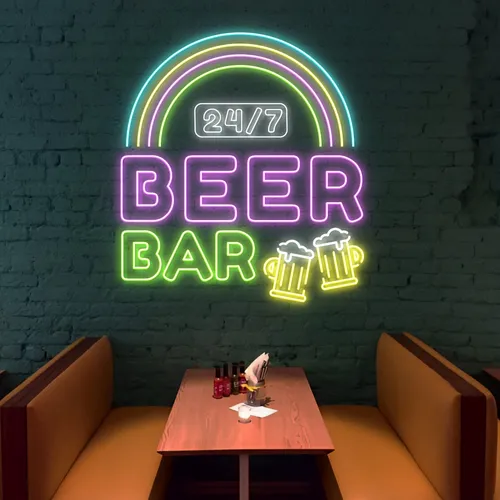 24/7 Rainbow Beer Bar Neon Sign - Imprint Now - AUS