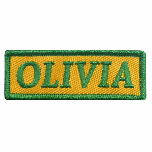 Green and Yellow Olivia Name Patch - Imprint Now - AUS