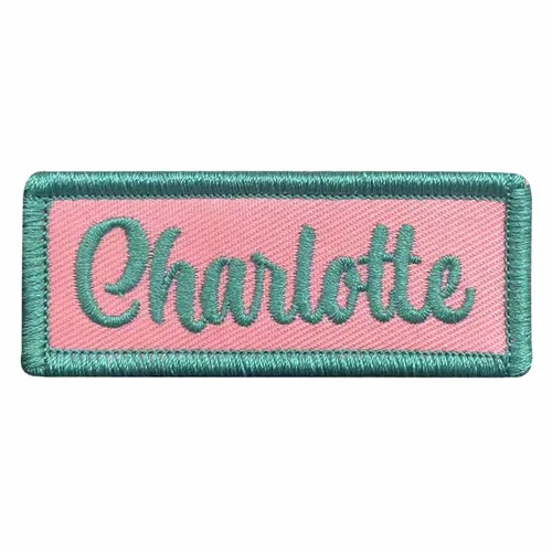 Teal and Pink Charlotte Name Patch - Imprint Now - AUS