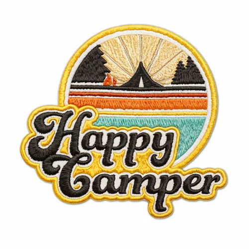Round Happy Camper Iron On Patch - Imprint Now - AUS