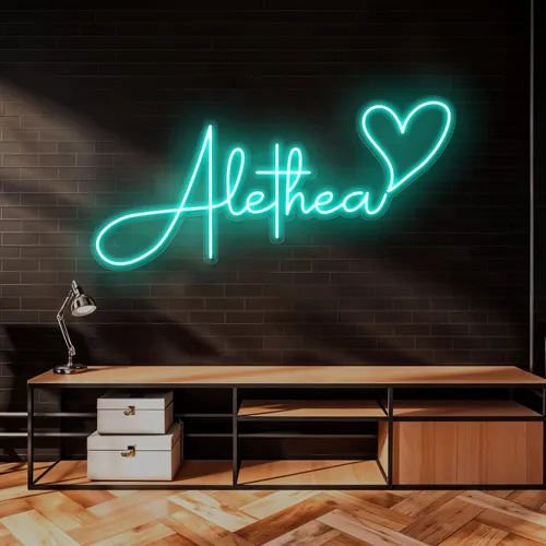 Alethea with Heart Neon Sign - Imprint Now - AUS