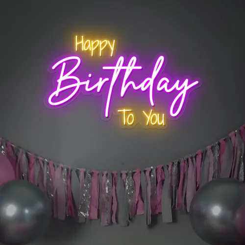 Bright Happy Birthday Neon Sign - Imprint Now - AUS