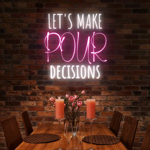 Elegant "Let's Make Pour Decisions" Neon Sign - Imprint Now - AUS
