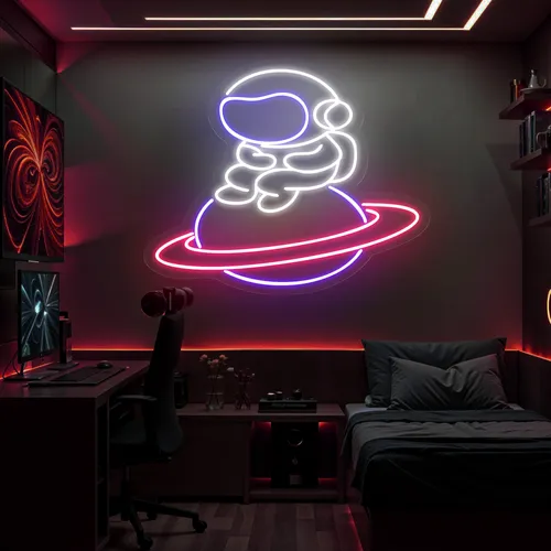 Astronaut In Saturn Neon Sign - Imprint Now - AUS