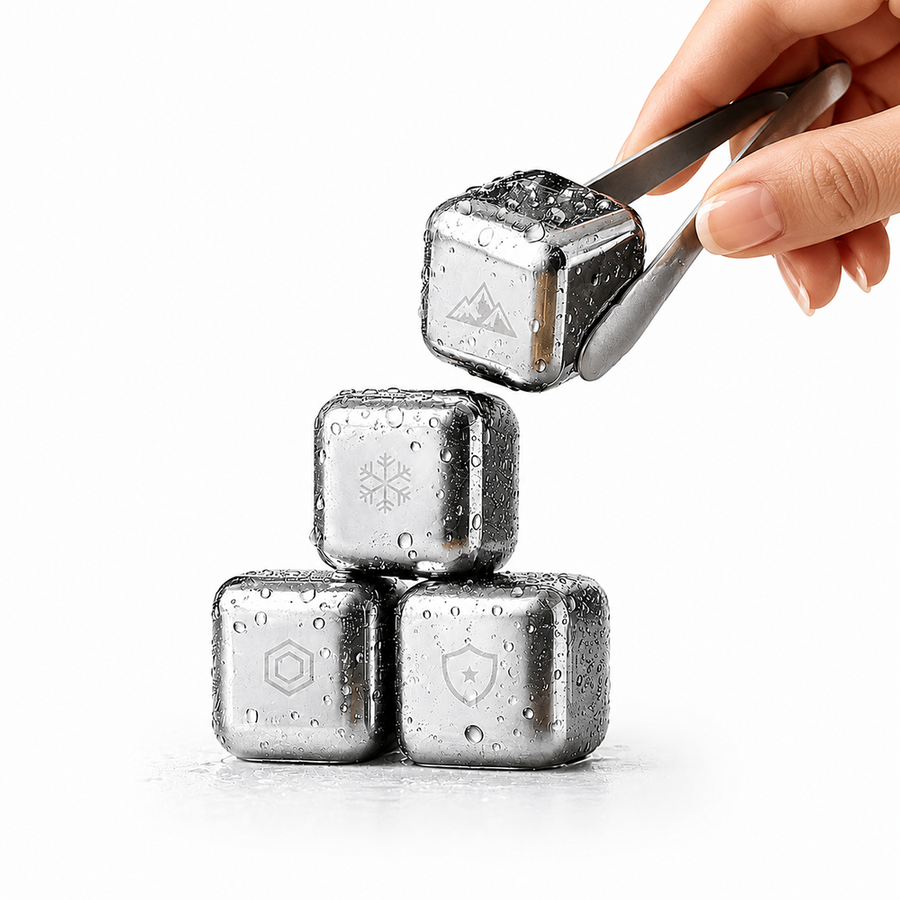 Silver Stainless Steel Ice cubes - Imprint Now - AUS