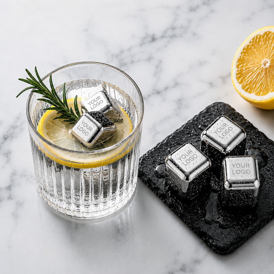 Silver Stainless Steel Ice cubes - Imprint Now - AUS