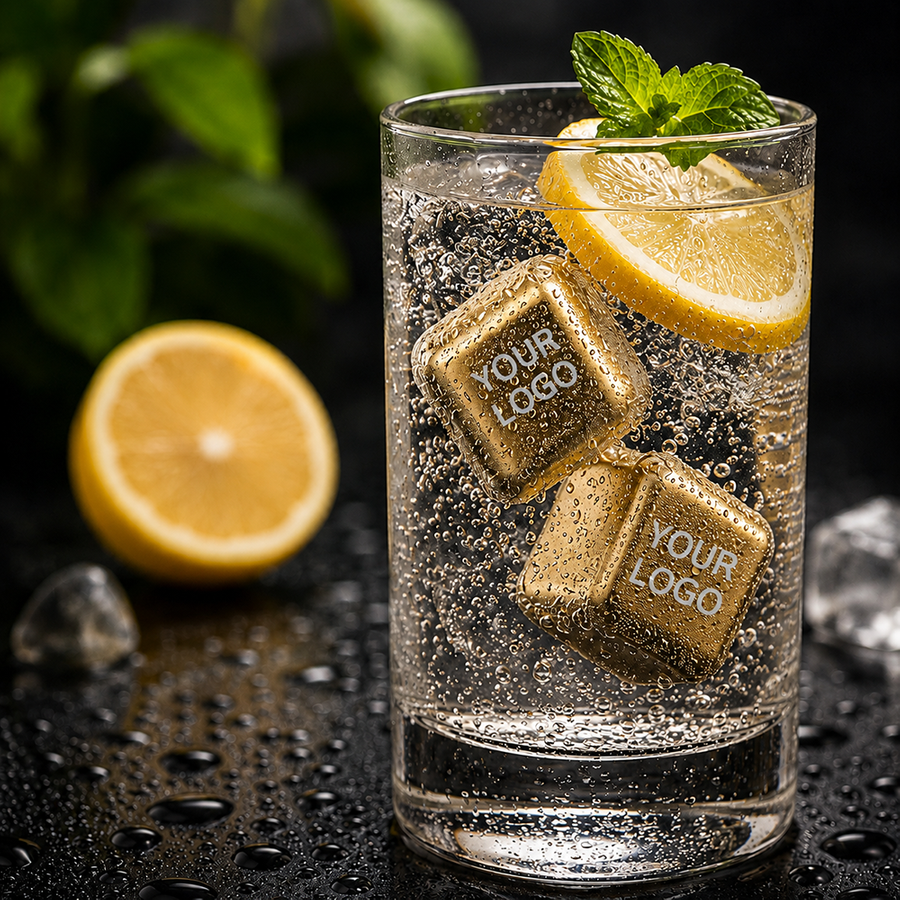 Gold Stainless Steel Ice Cubes - Imprint Now - AUS