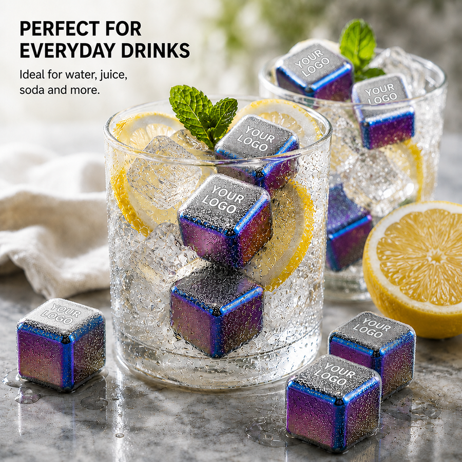 Rainbow Stainless Steel Ice Cubes - Imprint Now - AUS