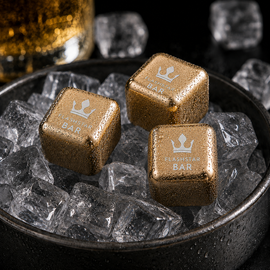 Gold Stainless Steel Ice Cubes - Imprint Now - AUS